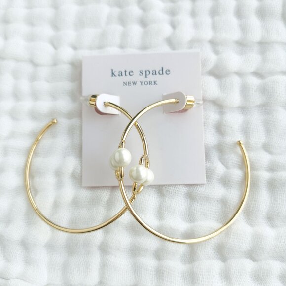 Kate Spade Jewelry - Kate Spade Nouveau Pearls Hoop Earrings in Gold